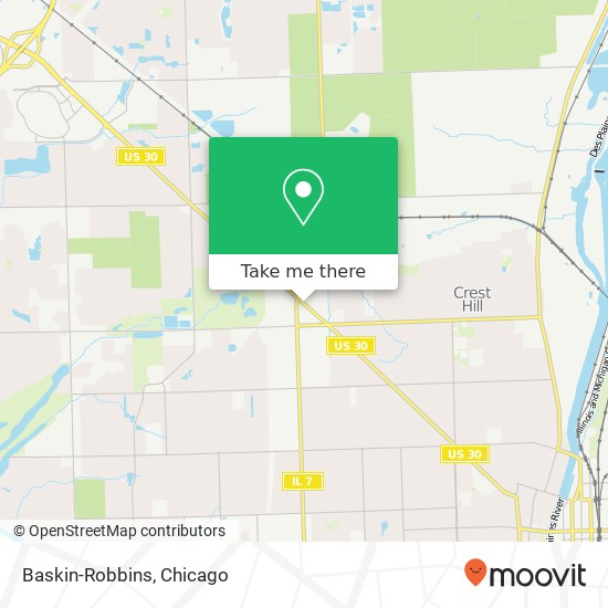Mapa de Baskin-Robbins, 1724 Plainfield Rd Crest Hill, IL 60403