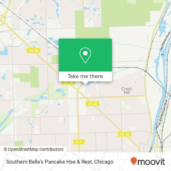 Mapa de Southern Belle's Pancake Hse & Rest, 1819 Knapp Rd Crest Hill, IL 60403