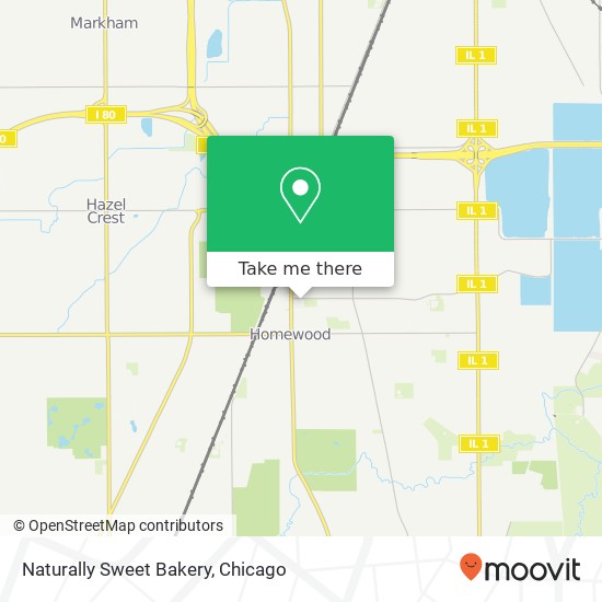 Mapa de Naturally Sweet Bakery, 1921 Ridge Rd Homewood, IL 60430