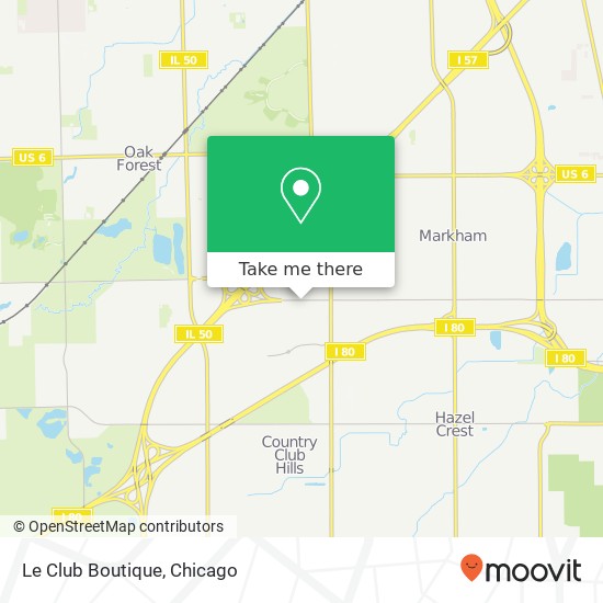 Mapa de Le Club Boutique, 4163 167th St Country Club Hills, IL 60478