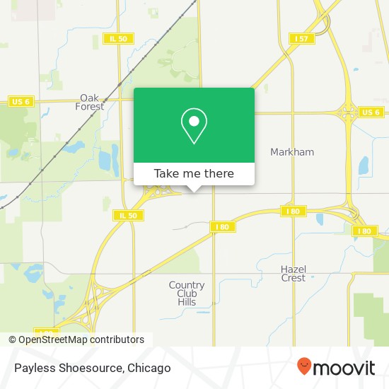 Mapa de Payless Shoesource, 4167 167th St Country Club Hills, IL 60478