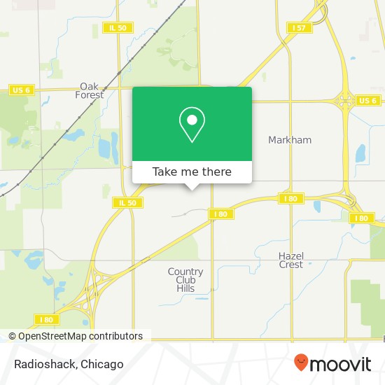 Mapa de Radioshack, 4131 167th St Country Club Hills, IL 60478