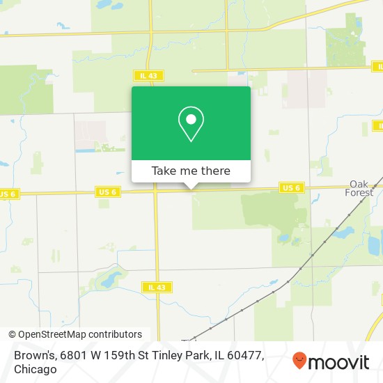 Mapa de Brown's, 6801 W 159th St Tinley Park, IL 60477