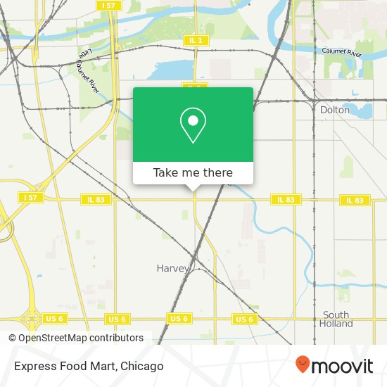 Mapa de Express Food Mart, 14620 Halsted St Harvey, IL 60426