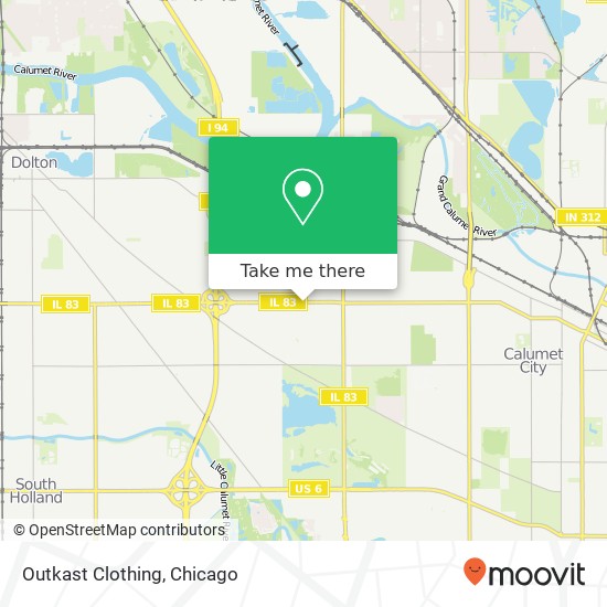 Mapa de Outkast Clothing, 1661 Sibley Blvd Calumet City, IL 60409