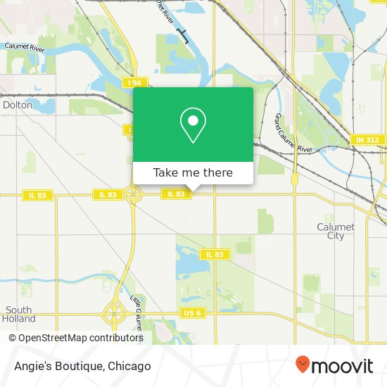 Mapa de Angie's Boutique, 1604 Sibley Blvd Calumet City, IL 60409