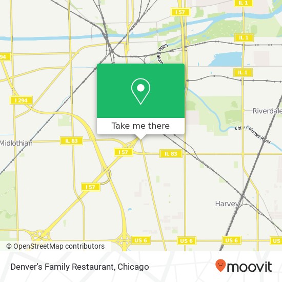 Mapa de Denver's Family Restaurant, 14710 S Western Ave Posen, IL 60469
