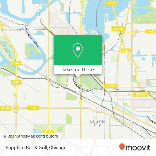 Mapa de Sapphire Bar & Grill, 14224 S Green Bay Ave Chicago, IL 60633