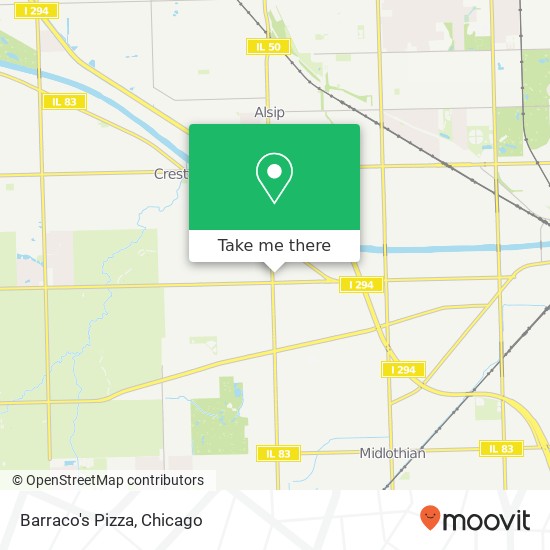 Mapa de Barraco's Pizza, 13445 Cicero Ave Crestwood, IL 60445
