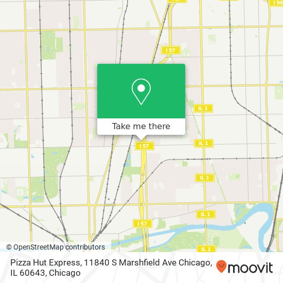 Mapa de Pizza Hut Express, 11840 S Marshfield Ave Chicago, IL 60643