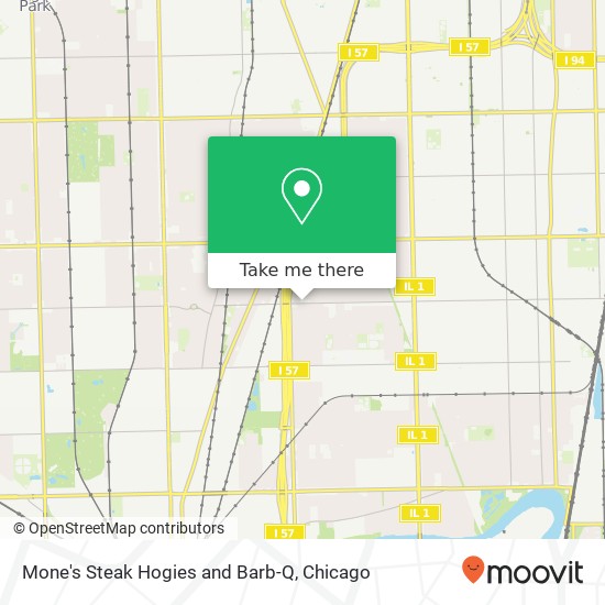 Mapa de Mone's Steak Hogies and Barb-Q, 1484 W 115th St Chicago, IL 60643
