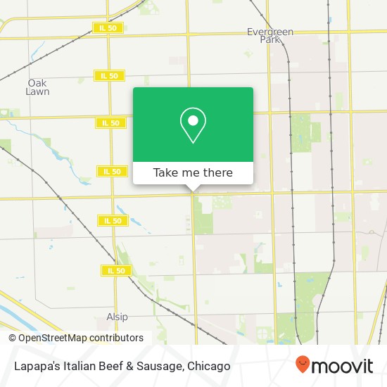 Mapa de Lapapa's Italian Beef & Sausage, 11055 S Pulaski Rd Chicago, IL 60655