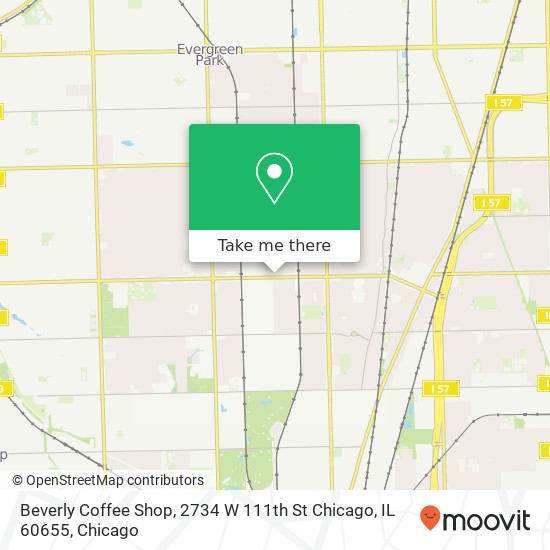 Mapa de Beverly Coffee Shop, 2734 W 111th St Chicago, IL 60655