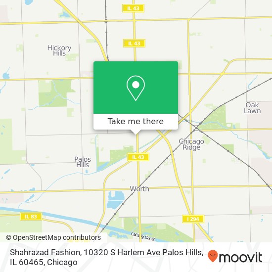 Mapa de Shahrazad Fashion, 10320 S Harlem Ave Palos Hills, IL 60465
