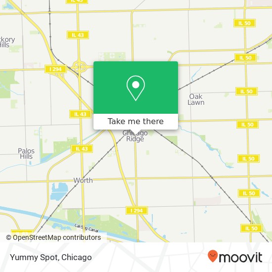 Mapa de Yummy Spot, 10501 Ridgeland Ave Chicago Ridge, IL 60415