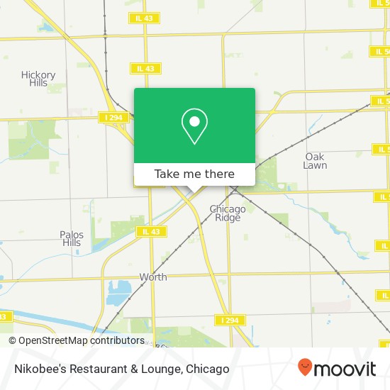 Mapa de Nikobee's Restaurant & Lounge, 10301 Southwest Hwy Chicago Ridge, IL 60415