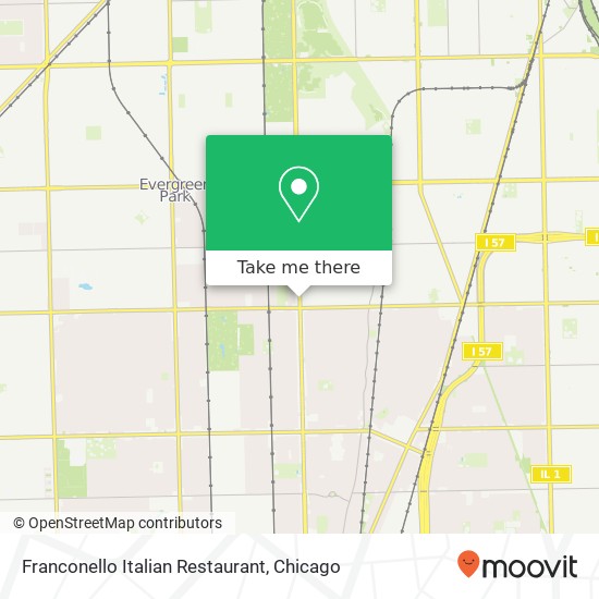 Mapa de Franconello Italian Restaurant, 10222 S Western Ave Chicago, IL 60643