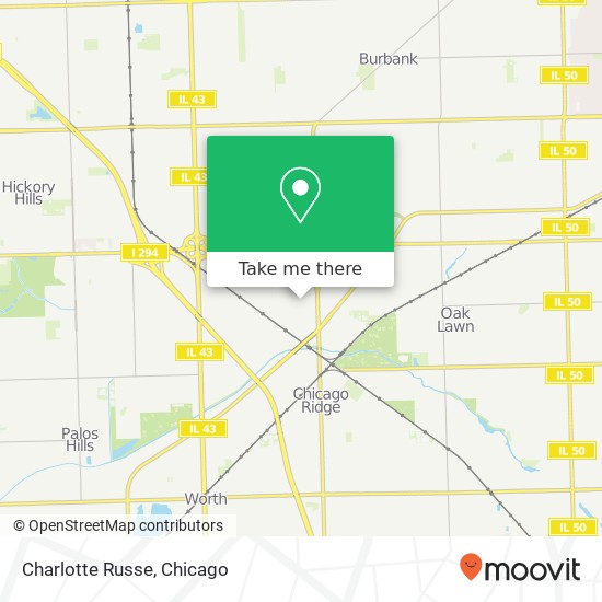 Mapa de Charlotte Russe, 571 Chicago Ridge Mall Chicago Ridge, IL 60415