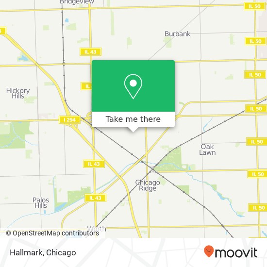 Mapa de Hallmark, 444 Chicago Ridge Mall Chicago Ridge, IL 60415