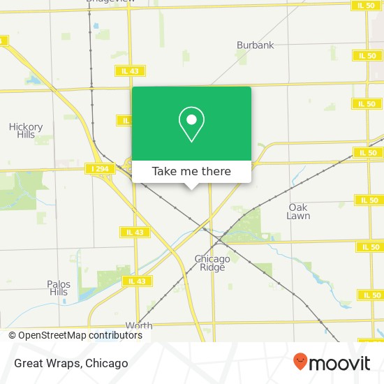Mapa de Great Wraps, 464 Chicago Ridge Mall Chicago Ridge, IL 60415