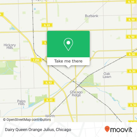 Mapa de Dairy Queen Orange Julius, Chicago Ridge Mall Dr Chicago Ridge, IL 60415