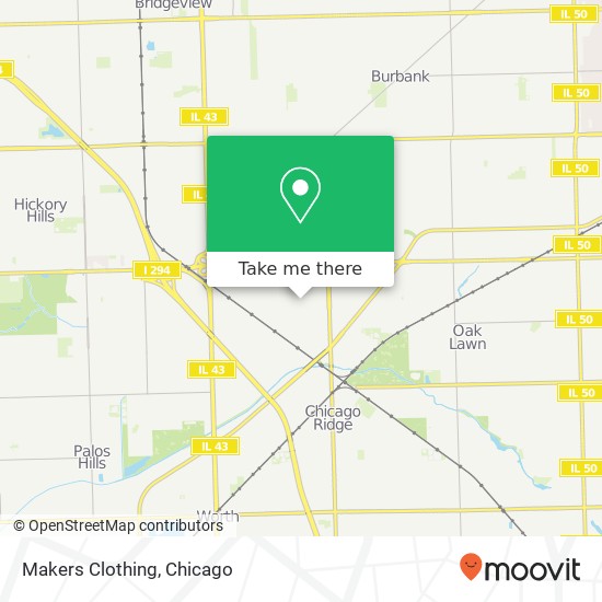 Mapa de Makers Clothing, 444 Chicago Ridge Mall Chicago Ridge, IL 60415