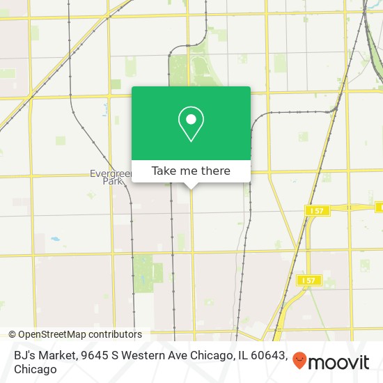 Mapa de BJ's Market, 9645 S Western Ave Chicago, IL 60643