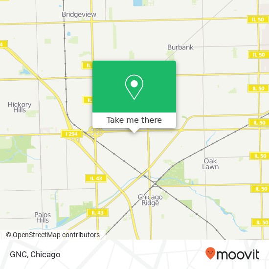 Mapa de GNC, 211 Chicago Ridge Mall Chicago Ridge, IL 60415