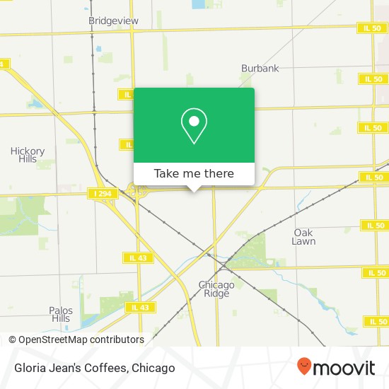 Mapa de Gloria Jean's Coffees, 220 Chicago Ridge Mall Chicago Ridge, IL 60415