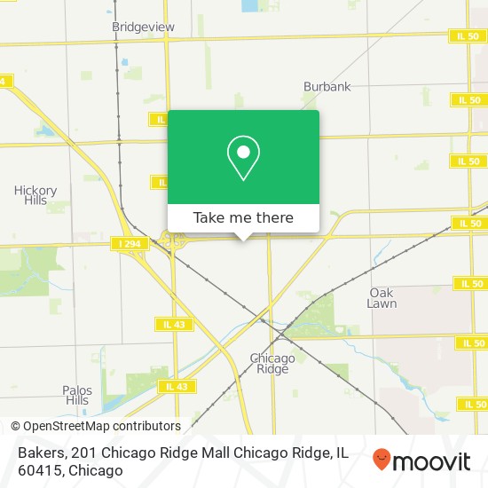 Mapa de Bakers, 201 Chicago Ridge Mall Chicago Ridge, IL 60415