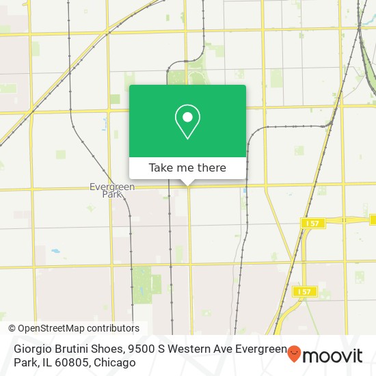 Mapa de Giorgio Brutini Shoes, 9500 S Western Ave Evergreen Park, IL 60805