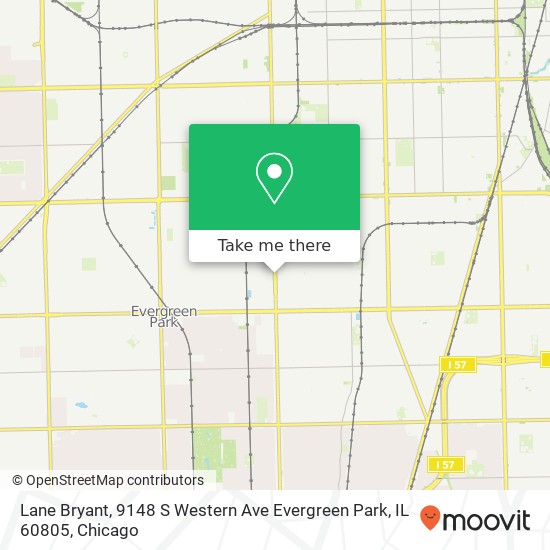 Mapa de Lane Bryant, 9148 S Western Ave Evergreen Park, IL 60805
