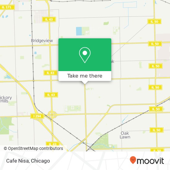 Mapa de Cafe Nisa, 8841 Ridgeland Ave Oak Lawn, IL 60453