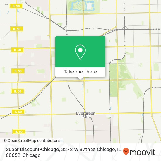 Mapa de Super Discount-Chicago, 3272 W 87th St Chicago, IL 60652