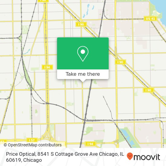 Mapa de Price Optical, 8541 S Cottage Grove Ave Chicago, IL 60619
