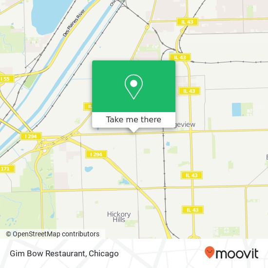 Mapa de Gim Bow Restaurant, 8019 W 79th St Justice, IL 60458