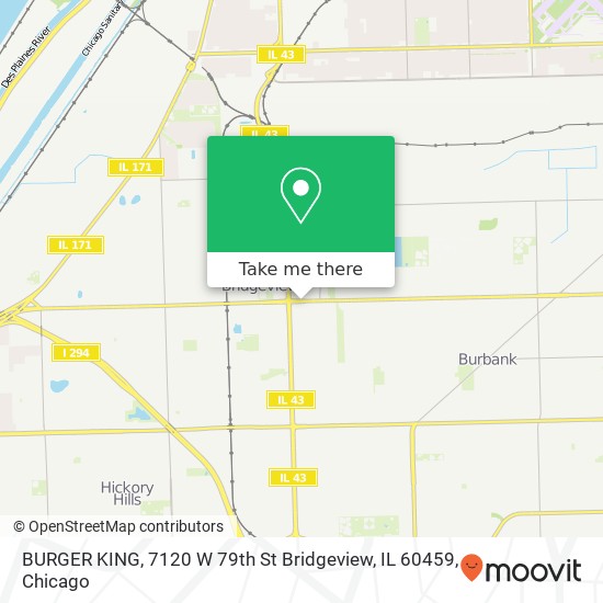 Mapa de BURGER KING, 7120 W 79th St Bridgeview, IL 60459