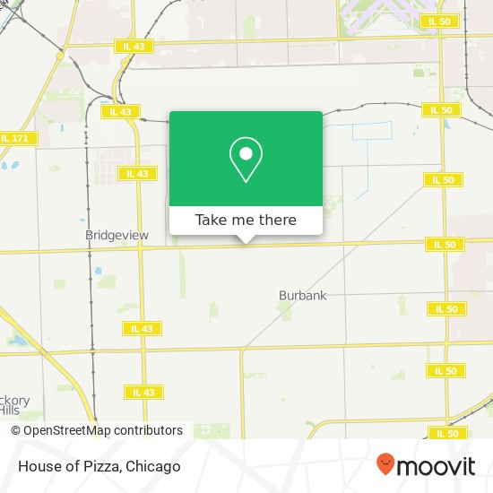 Mapa de House of Pizza, 6355 W 79th St Burbank, IL 60459