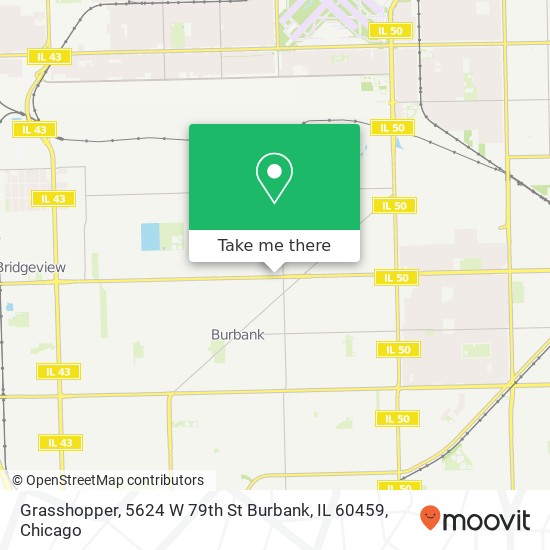 Mapa de Grasshopper, 5624 W 79th St Burbank, IL 60459