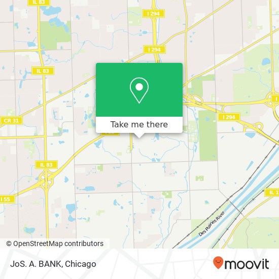 Mapa de JoS. A. BANK, 460 Village Center Dr Burr Ridge, IL 60527