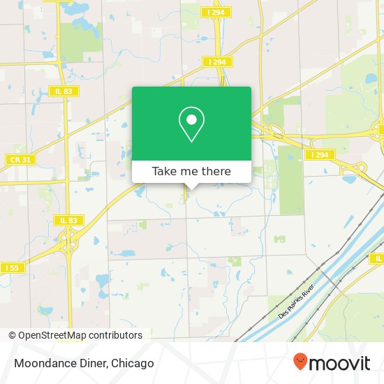 Mapa de Moondance Diner, 78 Burr Ridge Pkwy Burr Ridge, IL 60527