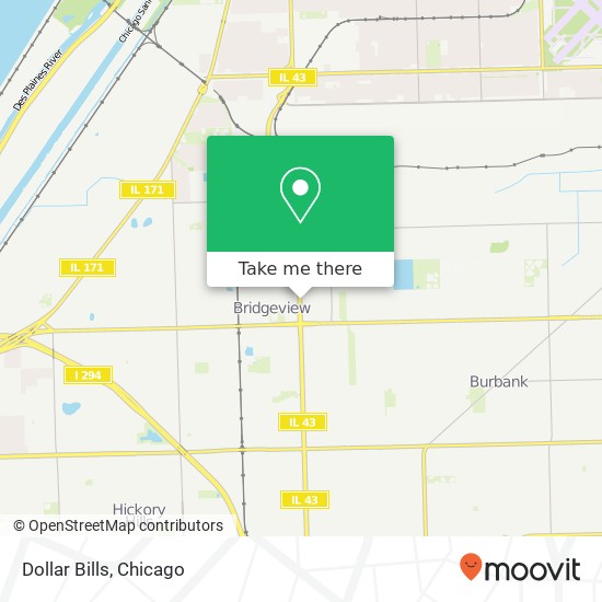 Mapa de Dollar Bills, 7763 S Harlem Ave Bridgeview, IL 60455