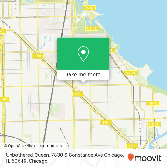 Mapa de Unbothered Queen, 7830 S Constance Ave Chicago, IL 60649
