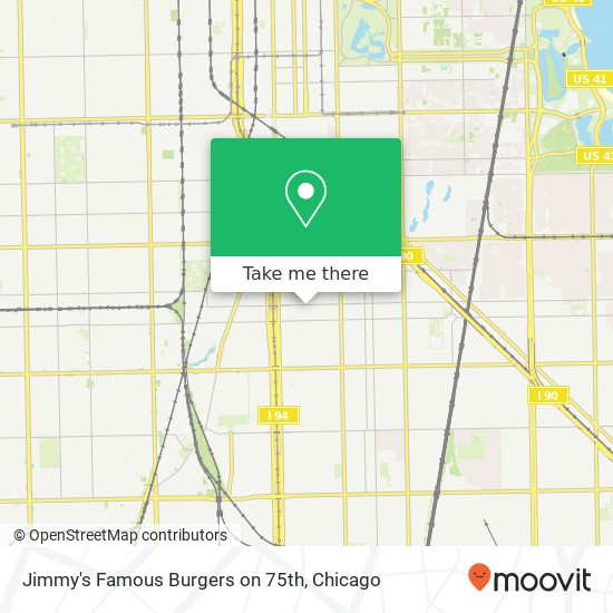 Mapa de Jimmy's Famous Burgers on 75th, 119 E 75th St Chicago, IL 60619