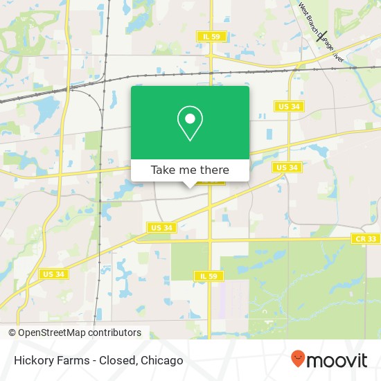 Mapa de Hickory Farms - Closed, 195 Fox Valley Ctr Aurora, IL 60504