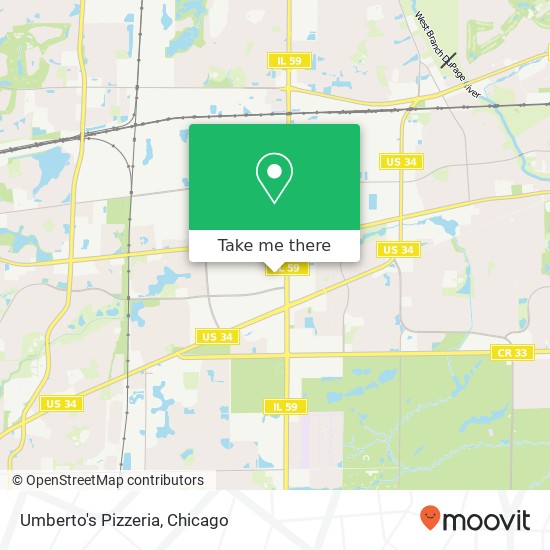 Mapa de Umberto's Pizzeria, 118 Fox Valley Ctr Aurora, IL 60504