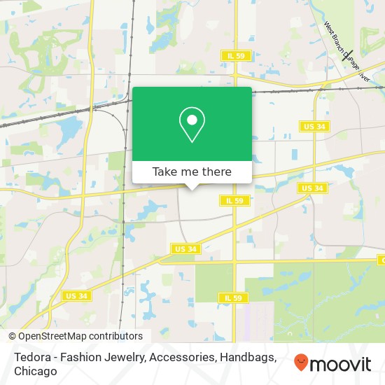 Mapa de Tedora - Fashion Jewelry, Accessories, Handbags, 1475 Fox Valley Center Dr Aurora, IL 60504