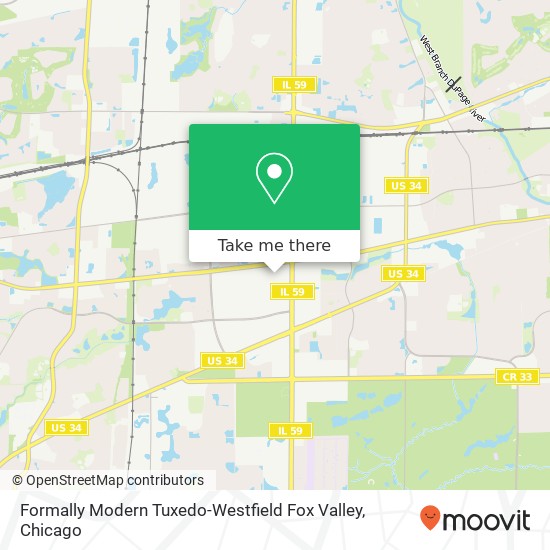 Mapa de Formally Modern Tuxedo-Westfield Fox Valley, 4430 Fox Valley Center Dr Aurora, IL 60504