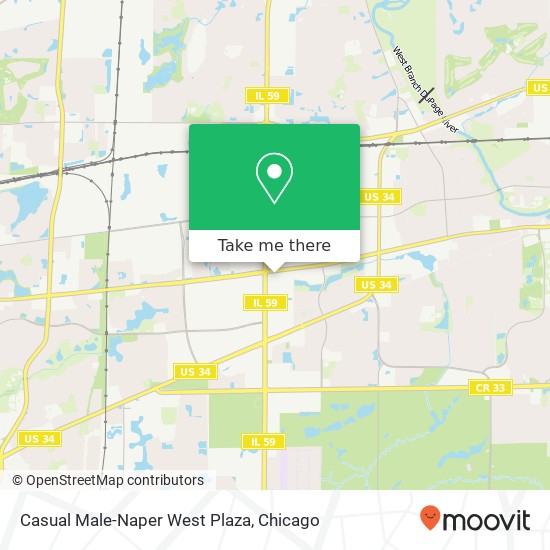 Mapa de Casual Male-Naper West Plaza, 618 S Route 59 Naperville, IL 60540