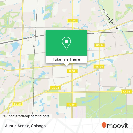 Mapa de Auntie Anne's, 2062 Fox Valley Ctr Aurora, IL 60504